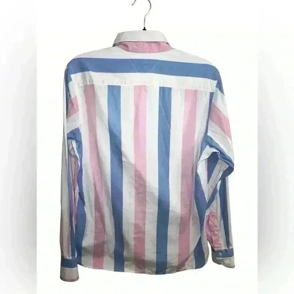 Tommy Hilfiger Multicolored Striped 2 Ply Cotton Long Sleeve Button Down - Picture 3 of 6